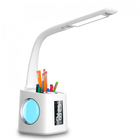 Настільна LED лампа VHG TX188-2 з органайзером та таймером Pen Holder Time Display Table Lamp White